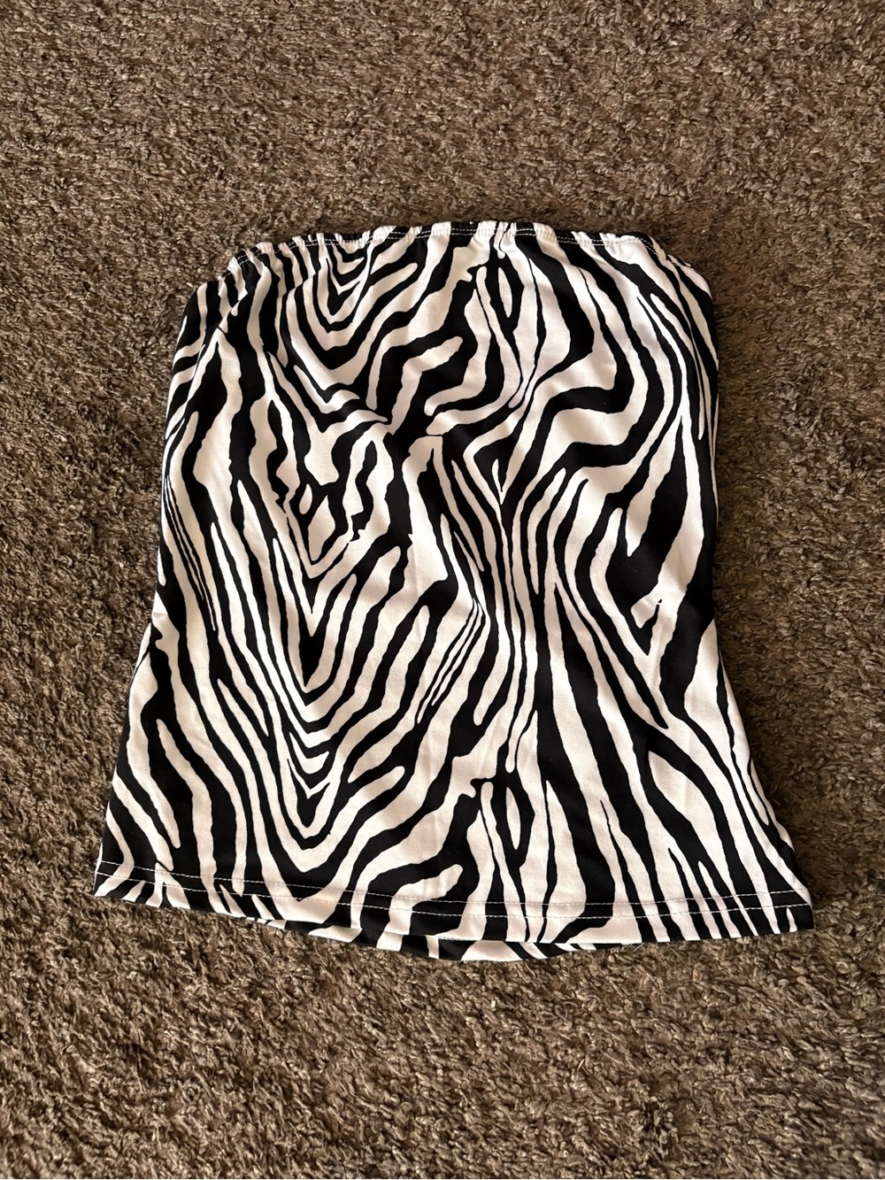 SHEIN Black and White Zebra Print Strapless Tube Top - Picture 1 of 2